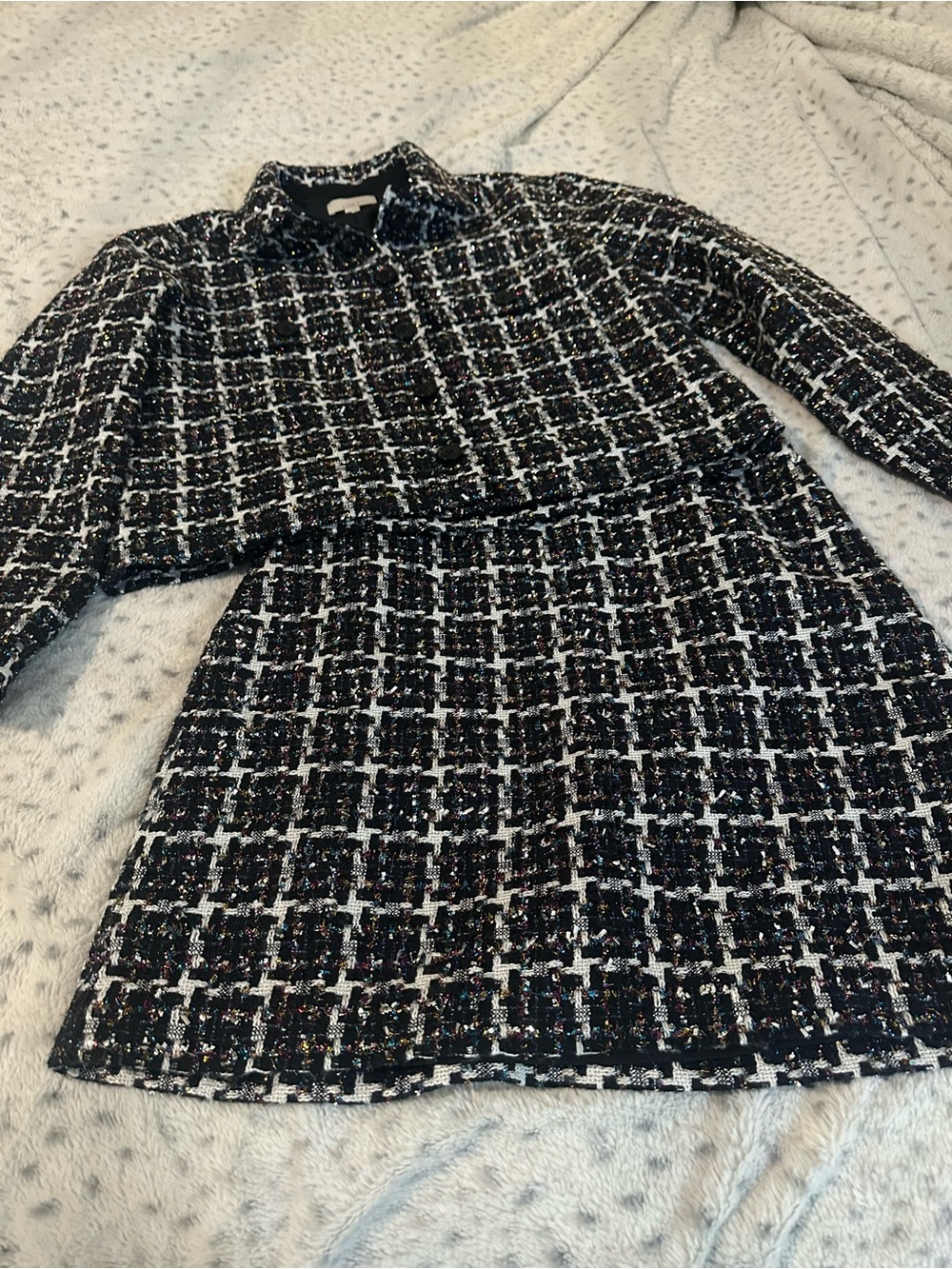 Loft Black & White Tweed Jacket and Skirt Set